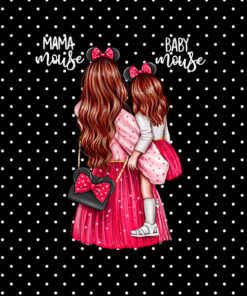 Panel welur mama baby mouse szatynka kropki czarny