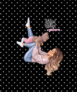 Panel welur best mum super mama córki brunetka czarny kropki