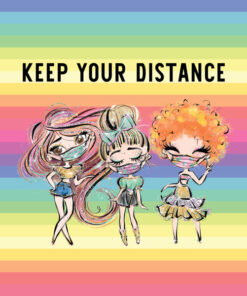 Panel welur keep your distance pastelowe tęczowe pasy 2