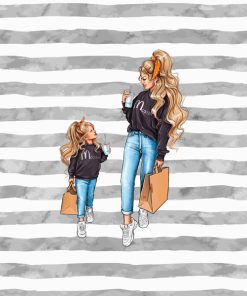 Panel wodoodporny mama i córka blondynka zakupy pasy szary