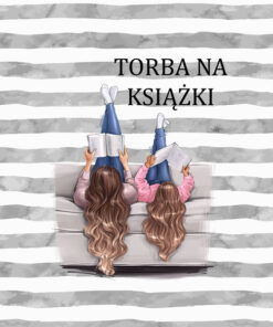 Panel wodoodporny torba na książki mama i córka pasy szary
