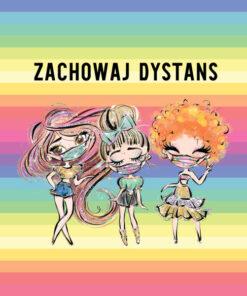 Panel welur zachowaj dystans pastelowe tęczowe pasy