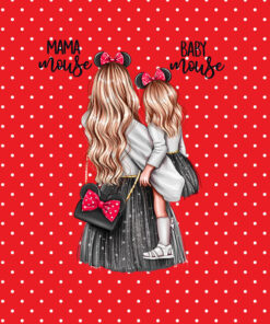 Panel welur mama baby mouse blondynka kropki czerwony