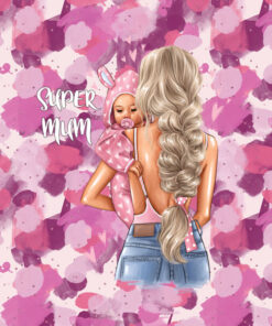 Panel welur super mum blondynka różowy abstrakcja plamy