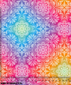 Alternative view of Tkanina wodoodporna tęczowy ornament mandale