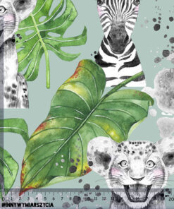 Alternative view of Tkanina wodoodporna baby animals zwierzęta Afryki i liście duże