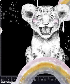 Alternative view of Tkanina wodoodporna baby animals zwierzęta Afryki i tęcza czarny duże