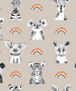 Tkanina wodoodporna baby animals zwierzęta i tęcza duży - obrazek 3