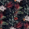 Ortalion wodoodporny dark flowers and flamingo
