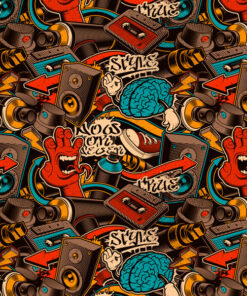 Tkanina wodoodporna graffiti muzyka - obrazek 3