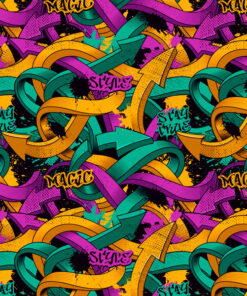 Welur tapicerski graffiti strzałki style - obrazek 3
