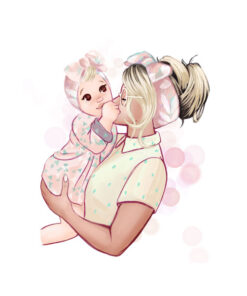 Panel dzianina córka i mama blondynka opaska pinup