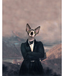 Panel welur prostokąt kot sfinks portret