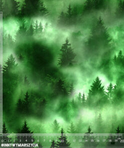 Alternative view of Welur tapicerski nature zielony las we mgle