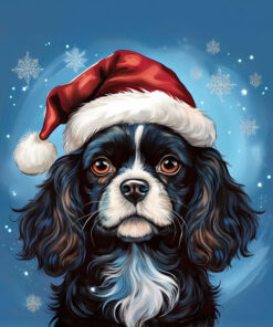 Panel welur pies cavalier king charles spaniel w czapce Mikołaja 42