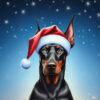 Panel welur pies doberman w czapce Mikołaja 38