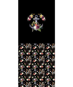 Panel 42x100cm kotwica i kwiaty czarny mini