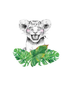 Panel welur lion baby animals liście 1