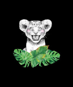 Panel welur lion baby animals liście 2