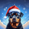 Panel welur pies rottweiler w czapce Mikołaja 36