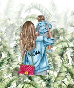 Panel wodoodporny boy mom mama i syn blond liście 1