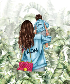 Panel wodoodporny boy mom mama i syn brown liście 2