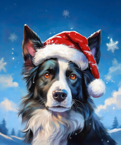 Panel wodoodporny pies border collie w czapce Mikołaja 25