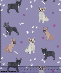 Welur tapicerski premium buldogi dog art 2 - obrazek 2