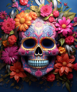 Panel welur czaszka sugar skull 4