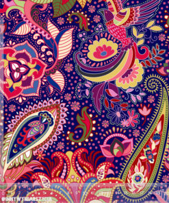 Alternative view of Tkanina wodoodporna folk paisley fioletowo zielone