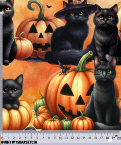 Alternative view of Welur tapicerski halloween koty i dynie 11