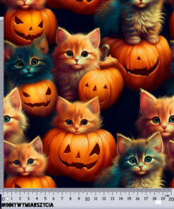 Alternative view of Welur tapicerski halloween koty i dynie średnie 12