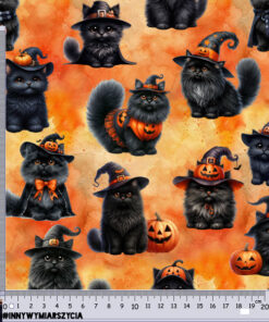 Alternative view of Tkanina wodoodporna halloween koty i dynie średnie 13