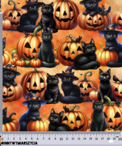 Alternative view of Welur tapicerski halloween koty i dynie średnie 11