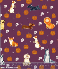 Alternative view of Tkanina wodoodporna halloween psy i dynie