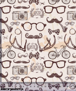 Alternative view of Tkanina wodoodporna hipster wąsy muszki okulary