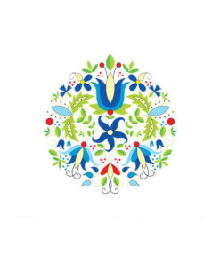 Panel welur folk kaszub biały