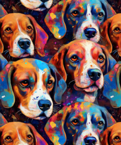 Welur tapicerski kolorowe psy beagle