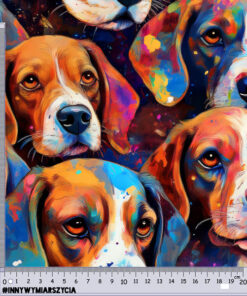 Alternative view of Welur tapicerski kolorowe psy beagle