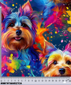 Alternative view of Welur tapicerski kolorowe psy yorkshire terrier 1