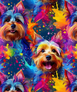 Welur tapicerski kolorowe psy yorkshire terrier 1