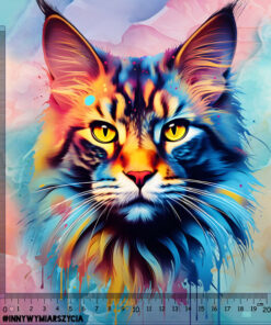 Alternative view of Tkanina wodoodporna kot maine coon tęczowe tło duży