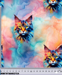 Alternative view of Tkanina wodoodporna kot maine coon tęczowe tło