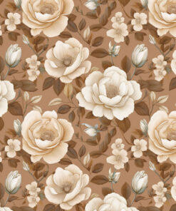 Welur tapicerski mocha mousse kwiaty 8