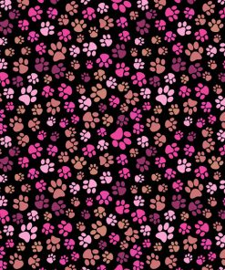 Tkanina wodoodporna małe łapki czarny różowo fioletowe