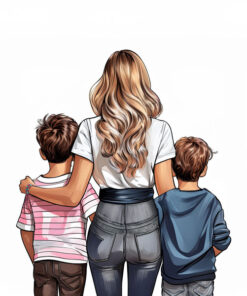 Panel wodoodporny mama i dzieci dwaj synowie 4