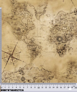 Alternative view of Tkanina wodoodporna mapa retro sepia bez syreny 2