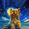 Panel wodoodporny olejny portret Yorkshire Terrier na tle nocnego nieba