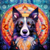 Panel wodoodporny kolorowe mandale border collie 15