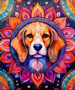 Panel welur kolorowe mandale beagle 13